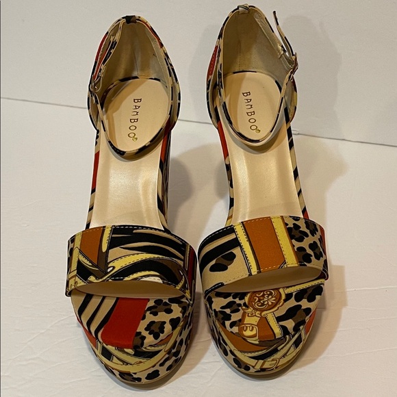 Multi Print Wedge Heel Sandals - Picture 8 of 12